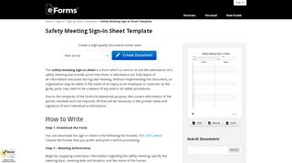 
                            8. Safety Meeting Sign-in Sheet Template | eForms – Free Fillable Forms