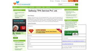
                            9. Safeway TPA Service Pvt. Ltd. - Contact Details - Medimanage