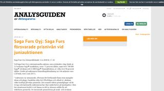 
                            12. Saga Furs Oyj: Saga Furs försvarade prisnivån vid juniauktionen ...