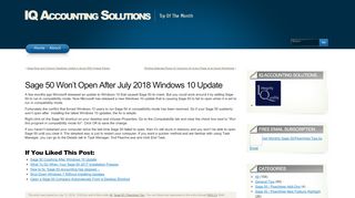 
                            8. Sage 50 Won't Open After July 2018 Windows 10 Update - IQ ...