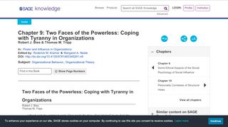 
                            8. SAGE Books - Two Faces of the Powerless: Coping with Tyranny in ...