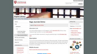 
                            9. Sage Journals Online — University of Leicester
