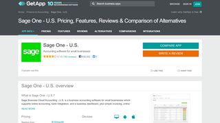 
                            12. Sage One - U.S. Pricing, Features, Reviews & Comparison of ... - GetApp