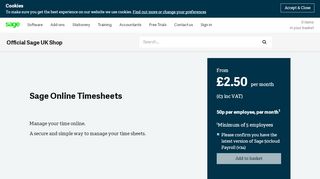 
                            2. Sage Online Timesheets | Payroll Add-Ons | Sage UK Store