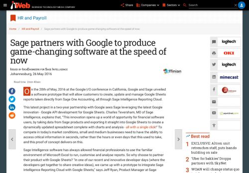 
                            7. Sage partners with Google to produce game-changing software at the ...