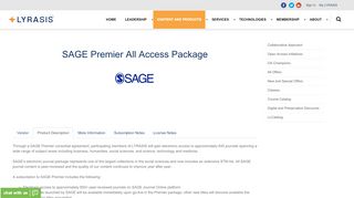 
                            12. SAGE Premier All Access Package - Lyrasis