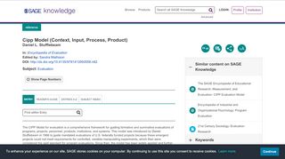 
                            11. SAGE Reference - Cipp Model (Context, Input, Process, Product)