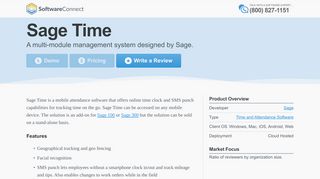 
                            10. Sage Time | 2019 Software Reviews, Pricing, Demos - Software Connect