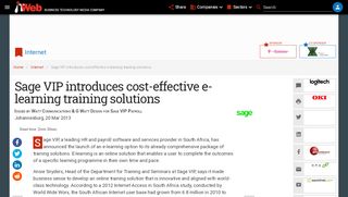 
                            6. Sage VIP introduces cost-effective e-learning training solutions | ITWeb
