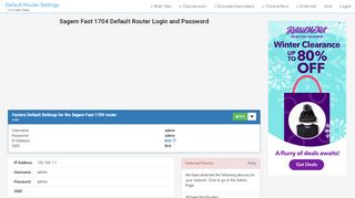 
                            5. Sagem Fast 1704 Default Router Login and Password - Clean CSS