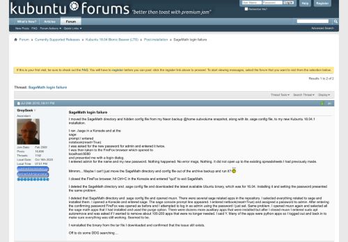 
                            8. SageMath login failure - Kubuntu Forums