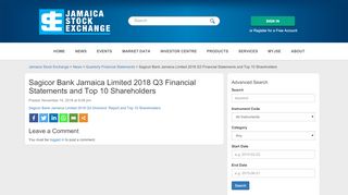 
                            11. Sagicor Bank Jamaica Limited 2018 Q3 Financial Statements and Top ...