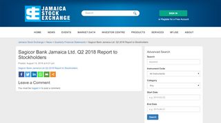 
                            13. Sagicor Bank Jamaica Ltd. Q2 2018 Report to Stockholders - Jamaica ...