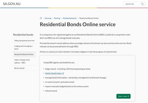 
                            7. SA.GOV.AU - Residential Bonds Online