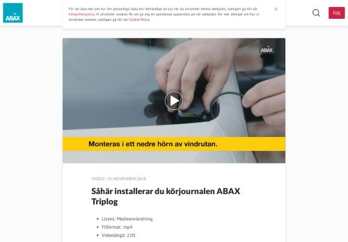 
                            9. Såhär installerar du körjournalen ABAX Triplog - ABAX Sverige