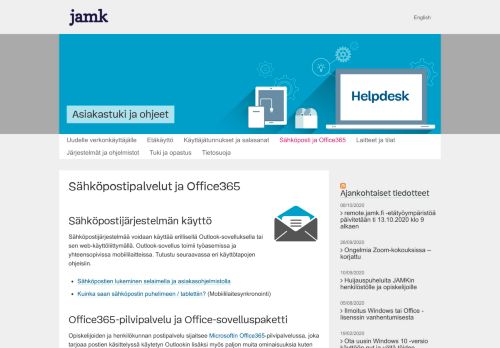 
                            2. Sähköpostipalvelut ja Office365 | Helpdesk - JAMKin Helpdeskissä