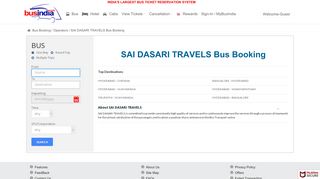 
                            4. SAI DASARI TRAVELS Online Booking On Bus India.com