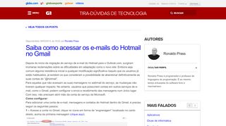 
                            13. Saiba como acessar os e-mails do Hotmail no Gmail | G1 - Tecnologia ...