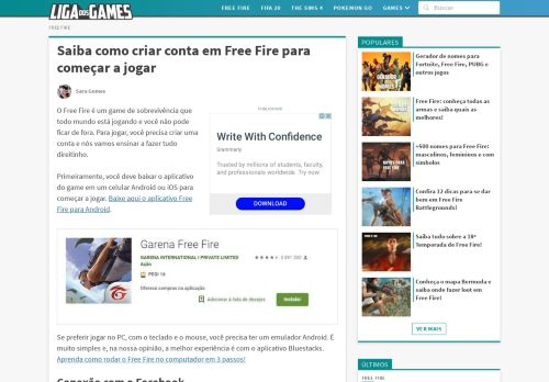 
                            13. Saiba como criar conta em Free Fire para começar a jogar - Liga dos ...