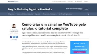 
                            12. Saiba como criar um canal no Youtube via celular