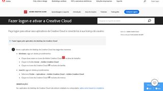 
                            4. Saiba como fazer logon e ativar sua conta da Creative Cloud