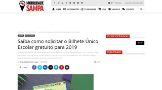 
                            12. Saiba como solicitar o Bilhete Único Escolar gratuito para 2019