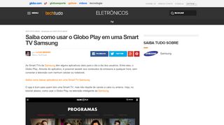 
                            1. Saiba como usar o Globo Play em uma Smart TV Samsung | Dicas e ...