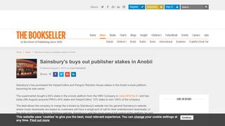 
                            13. Sainsbury's buys out publisher stakes in Anobii | The Bookseller