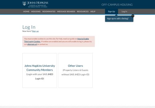 
                            6. SAIS | Off Campus Housing Search | Account Login