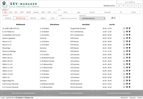 
                            9. Saison & Verbände - SEV-Manager - Wettbewerbe - aktueller ...