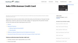 
                            12. Saks Fifth Avenue Credit Card | Credit Card Review - ValuePenguin