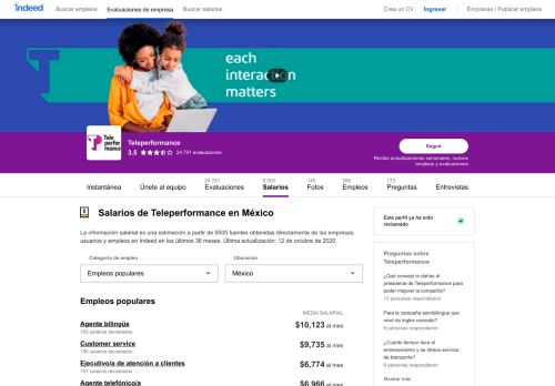 
                            6. Salarios de Teleperformance en México | Indeed.com.mx