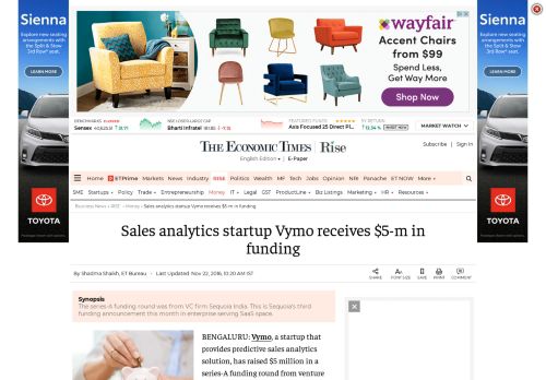 
                            9. Sales analytics startup Vymo receives $5-m in funding - The Economic ...