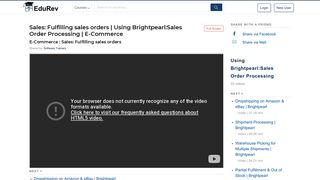 
                            10. Sales: Fulfilling sales orders E-Commerce Video | EduRev