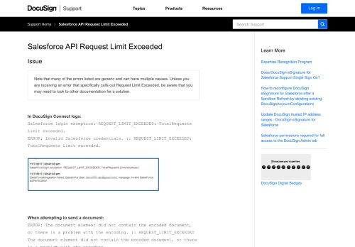 
                            10. Salesforce API Request Limit Exceeded | DocuSign Support Center