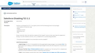 
                            13. Salesforce disabling TLS 1.0 - Salesforce Help