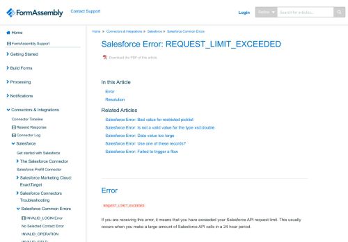 
                            8. Salesforce Error: REQUEST_LIMIT_EXCEEDED | FormAssembly ...