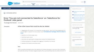 
                            11. Salesforce for Outlook: 'You are not connected to ...