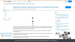 
                            13. Salesforce Production Site API login fine, but Sandbox API login ...
