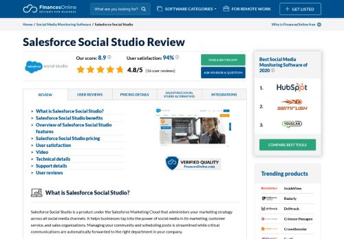 
                            9. Salesforce Social Studio Reviews: Overview, Pricing and Features