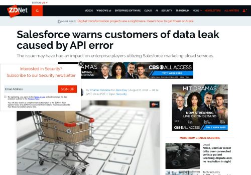 
                            10. Salesforce warns customers of data leak caused by API error | ZDNet