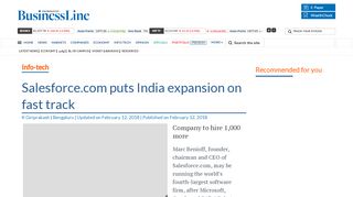 
                            8. Salesforce.com puts India expansion on fast track - The Hindu ...