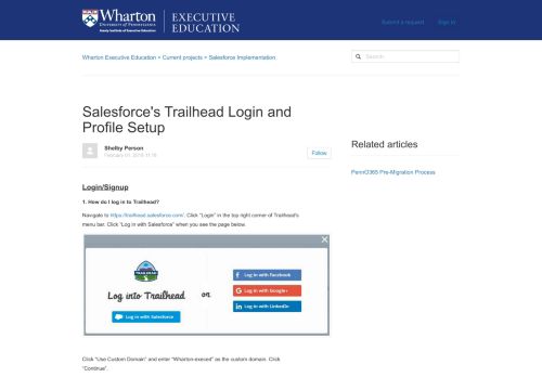 
                            11. Salesforce's Trailhead Login and Profile Setup – Wharton Executive ...
