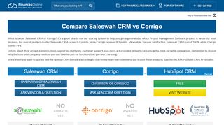 
                            9. Saleswah CRM vs Corrigo 2019 Comparison | FinancesOnline