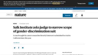
                            13. Salk Institute asks judge to narrow scope of gender-discrimination suit