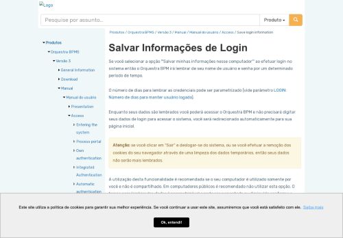 
                            6. Salvar Informações de Login > Central do cliente SML Brasil, BPM ...