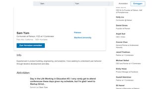 
                            7. Sam Yam – Co-founder, President & CTO – Patreon | LinkedIn