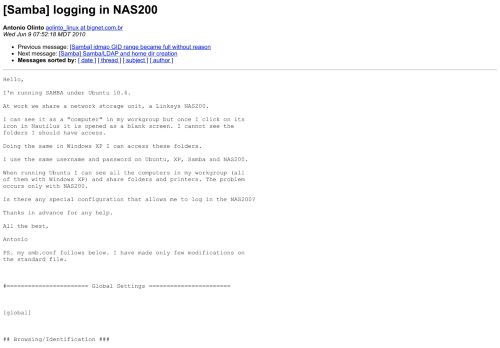 
                            9. [Samba] logging in NAS200 - samba.org Mailing Lists