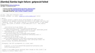 
                            7. [Samba] Samba login failure: getpwuid failed - samba.org Mailing Lists