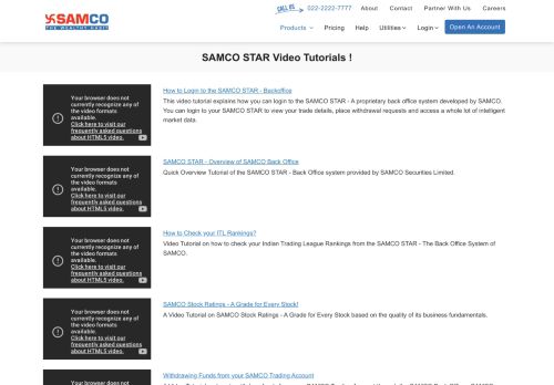 
                            5. SAMCO STAR - Back Office System Video Tutorials